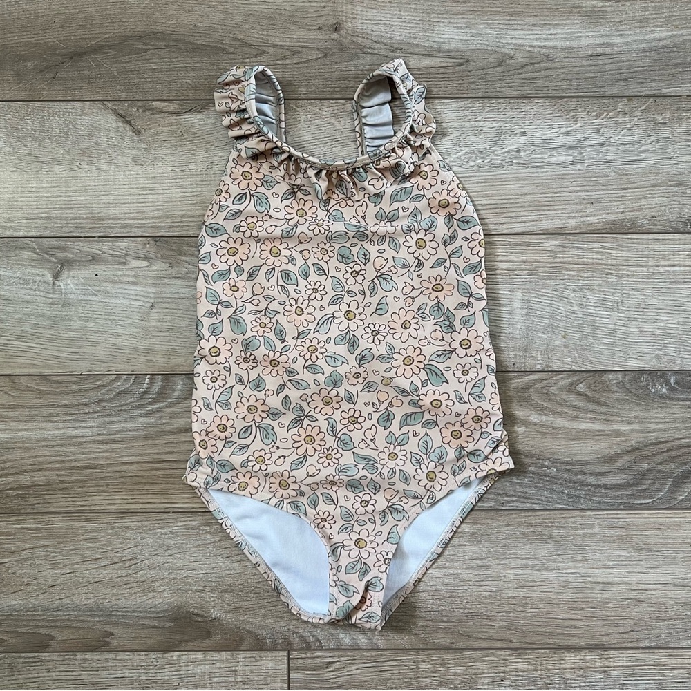Cream Swimsuit with Ruffles